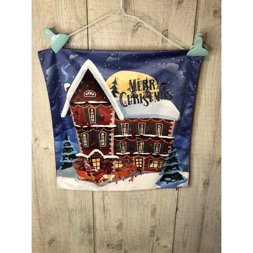 Set of 2 BedSure Merry Christmas Santa Claus Red Pillow Covers 18
